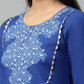 Ahalyaa Womens Royal Blue Pure Cotton Printed Kurtas | Swadesiicart