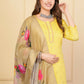 Yellow Viscose Organza Jacquard Embroidered Stitched Suit With Dupatta - Tanisha | Swadesiicart