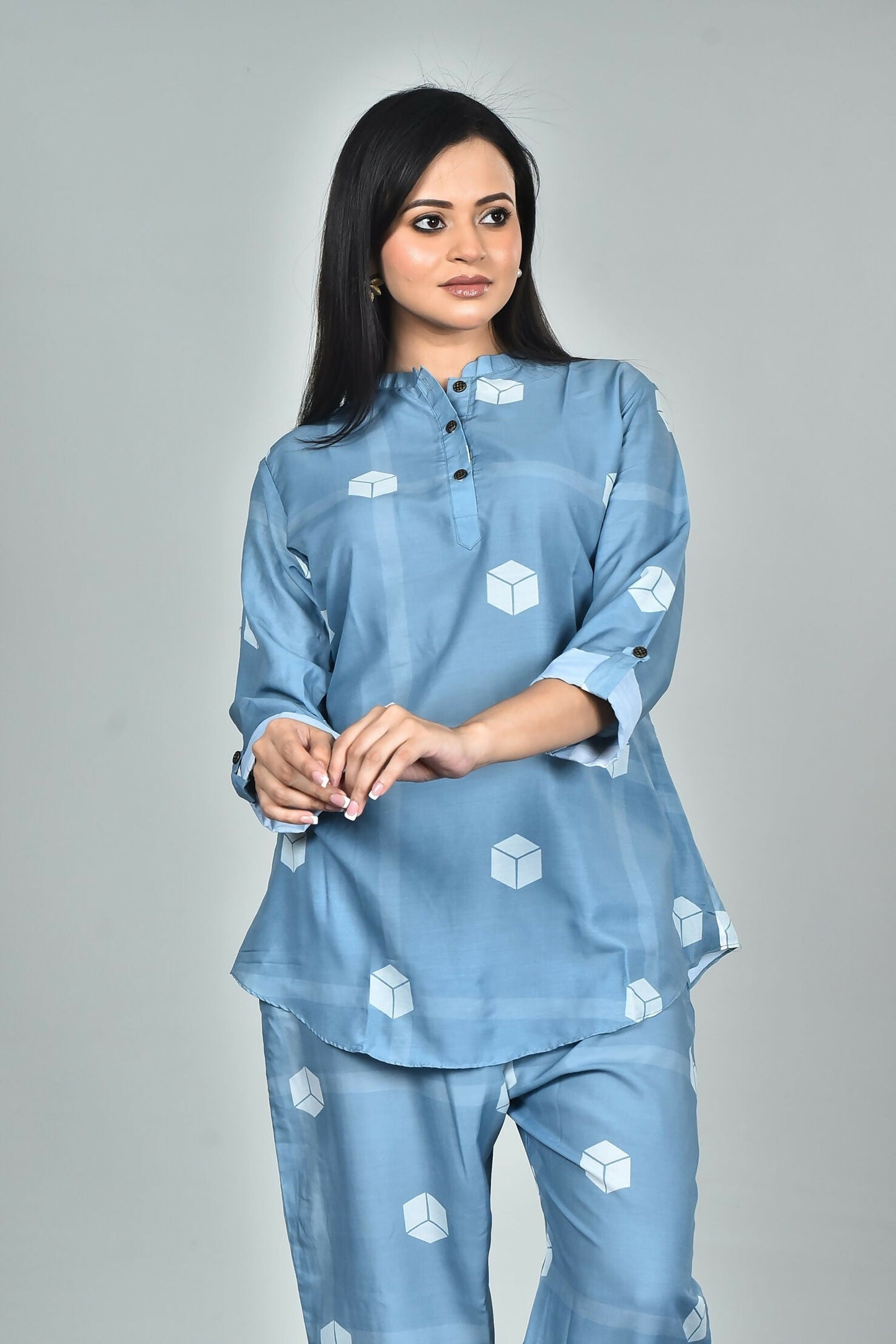 Morchari Digital Print Semi Muslin Co-Ord Set Top & Trouser-Multicolor - Swadesiicart