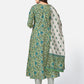NOZ2TOZ Women Green Anarkali Cotton Kurta with Pant & Dupatta (3pcs Set) - Swadesiicart