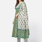 NOZ2TOZ Women Green Anarkali Cotton Kurta with Pant & Dupatta (3pcs Set) - Swadesiicart