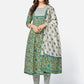 NOZ2TOZ Women Green Anarkali Cotton Kurta with Pant & Dupatta (3pcs Set) - Noz2Toz