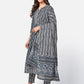 NOZ2TOZ Women Dark Grey Anarkali Cotton Kurta with Pant & Dupatta (3pcs Set) - Swadesiicart