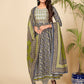 NOZ2TOZ Women Blue Anarkali Cotton Kurta with Pant & Dupatta (3pcs Set) - Noz2Toz