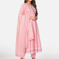NOZ2TOZ Women Baby Pink Cotton Anarkali Kurta With Pant & Dupatta (3pcs Set) - Swadesiicart
