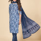 NOZ2TOZ Women Blue Cotton Kurta With Pant & Dupatta (3pcs Set) - Noz2Toz