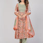 NOZ2TOZ Women's Peach Anarkali Kurta & Pant With Dupatta- (3pcs set) - Swadesiicart