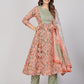 NOZ2TOZ Women's Peach Anarkali Kurta & Pant With Dupatta- (3pcs set) - Noz2Toz