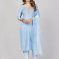 NOZ2TOZ Women's Sky Blue Kurta-Pant With Dupatta set- (3pcs set) - Noz2Toz