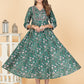 NOZ2TOZ Women's Green Printed Anarkali Cotton Kurta (1 Pc Set) - Swadesiicart