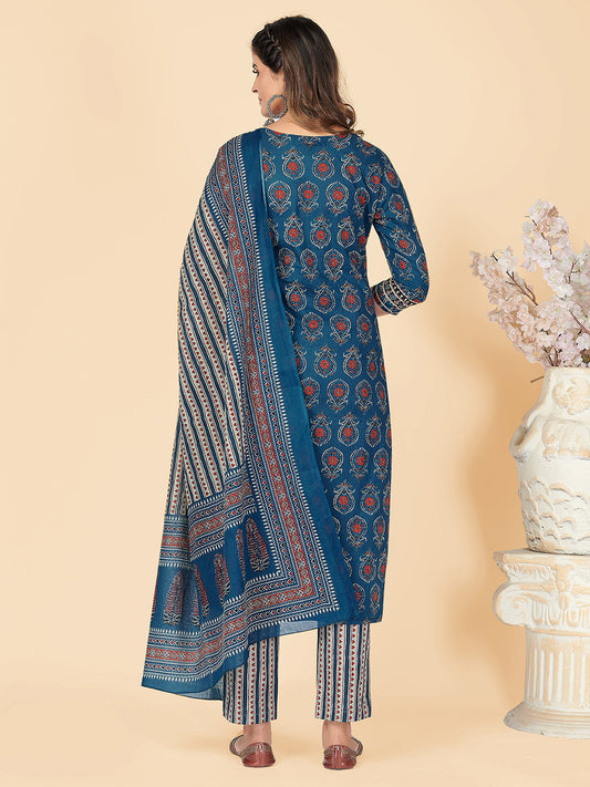 NOZ2TOZ Women's Blue Kurta & Pant With Dupatta- (3pcs set) - Swadesiicart