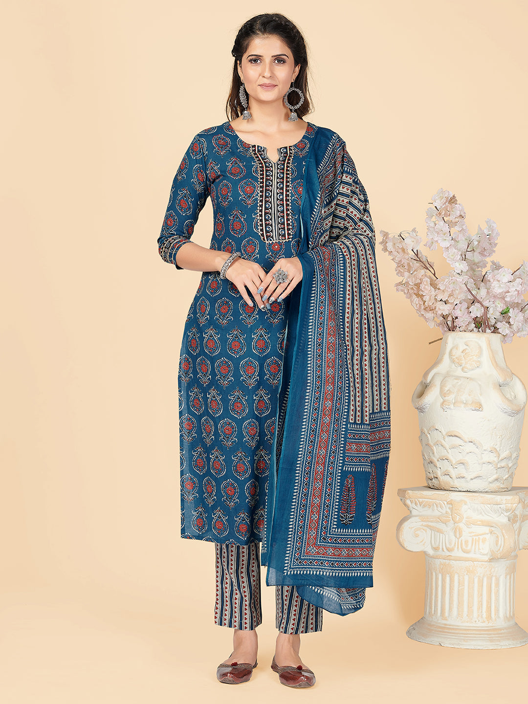 NOZ2TOZ Women's Blue Kurta & Pant With Dupatta- (3pcs set) - Noz2Toz