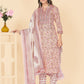 NOZ2TOZ Women's Printed & Embroidered Straight Cotton Peach Stitched Kurta Pant With Dupatta - Swadesiicart