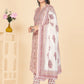NOZ2TOZ Women's Printed & Embroidered Straight Cotton Peach Stitched Kurta Pant With Dupatta - Swadesiicart