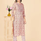 NOZ2TOZ Women's Printed & Embroidered Straight Cotton Peach Stitched Kurta Pant With Dupatta - Swadesiicart