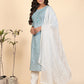 NOZ2TOZ Women's Sky Blue Kurta with Pants & Dupatta (3 Pc Set) - Swadesiicart