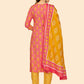 NOZ2TOZ Women's Printed & Hand Work Straight Cotton Coral Stitched Kurta Pant With Dupatta - Swadesiicart