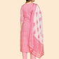 NOZ2TOZ Women's Printed & Embroidered Straight Cotton Light Pink Stitched Kurta Pant With Dupatta - Swadesiicart