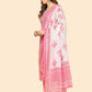 NOZ2TOZ Women's Printed & Embroidered Straight Cotton Light Pink Stitched Kurta Pant With Dupatta - Swadesiicart