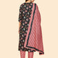 NOZ2TOZ Women Black Cotton Kurta with Pant & Dupatta (3pcs Set) - Swadesiicart