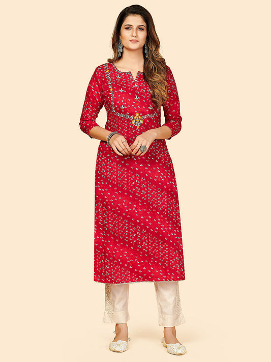NOZ2TOZ Women Dark Pink Cotton Kurta (1pc) - Noz2Toz