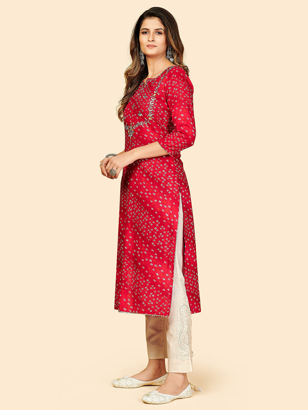 NOZ2TOZ Women Dark Pink Cotton Kurta (1pc) - Swadesiicart