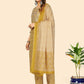 NOZ2TOZ Women's Embroidered & Sequience Work Straight Cotton Yellow Stitched Kurta Pant With Dupatta - Swadesiicart