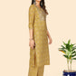 NOZ2TOZ Women's Embroidered & Sequience Work Straight Cotton Yellow Stitched Kurta Pant With Dupatta - Swadesiicart