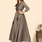 NOZ2TOZ Women's Embroidered Anarkali Cotton Bland Brown Stitched Kurta - Swadesiicart