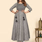 NOZ2TOZ Women's Embroidered Anarkali Cotton Bland Grey Stitched Kurta - Noz2Toz