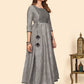 NOZ2TOZ Women's Embroidered Anarkali Cotton Bland Grey Stitched Kurta - Swadesiicart