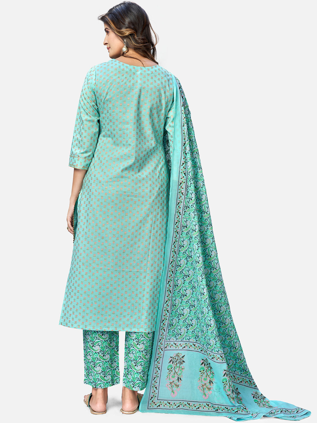 NOZ2TOZ Women's Turquoise Kurta & Pant With Dupatta set- (3pcs set) - Swadesiicart