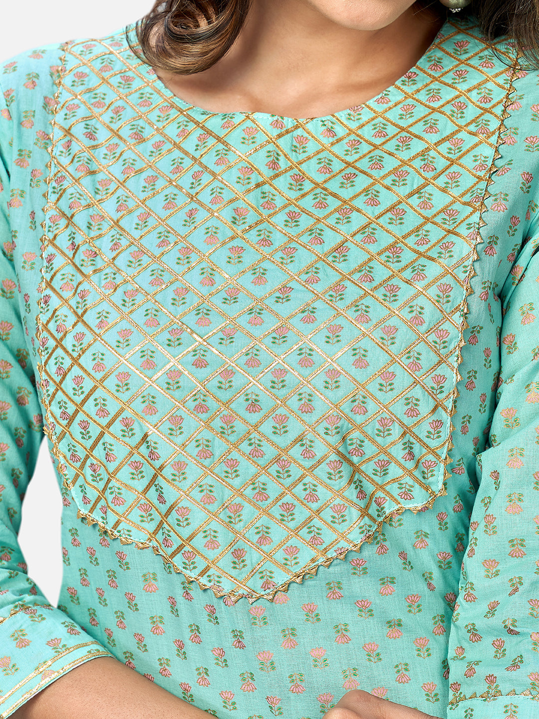 NOZ2TOZ Women's Turquoise Kurta & Pant With Dupatta set- (3pcs set) - Swadesiicart