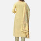 NOZ2TOZ Women's Foil Print & Gota Patti Work Straight Cotton Yellow Kurta Pant With Dupatta - Swadesiicart