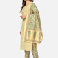 NOZ2TOZ Women's Foil Print & Gota Patti Work Straight Cotton Yellow Kurta Pant With Dupatta - Swadesiicart
