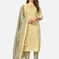 NOZ2TOZ Women's Foil Print & Gota Patti Work Straight Cotton Yellow Kurta Pant With Dupatta - Noz2Toz