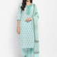 NOZ2TOZ Women Aqua Blue Printed Cotton Kurta with Pants & Dupatta (3 Pc Set) - Swadesiicart