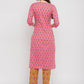 NOZ2TOZ Women's Embroidered & Printed Straight Cotton Pink Kurta With Pant - Swadesiicart