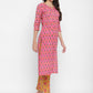 NOZ2TOZ Women's Embroidered & Printed Straight Cotton Pink Kurta With Pant - Swadesiicart