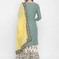 NOZ2TOZ Women's Solid, Sequence & Gotta Patti Straight Cotton Olive Green Kurta Sharara With Dupatta - Swadesiicart