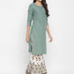 NOZ2TOZ Women's Solid, Sequence & Gotta Patti Straight Cotton Olive Green Kurta Sharara With Dupatta - Swadesiicart