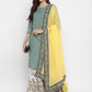 NOZ2TOZ Women's Solid, Sequence & Gotta Patti Straight Cotton Olive Green Kurta Sharara With Dupatta - Noz2Toz