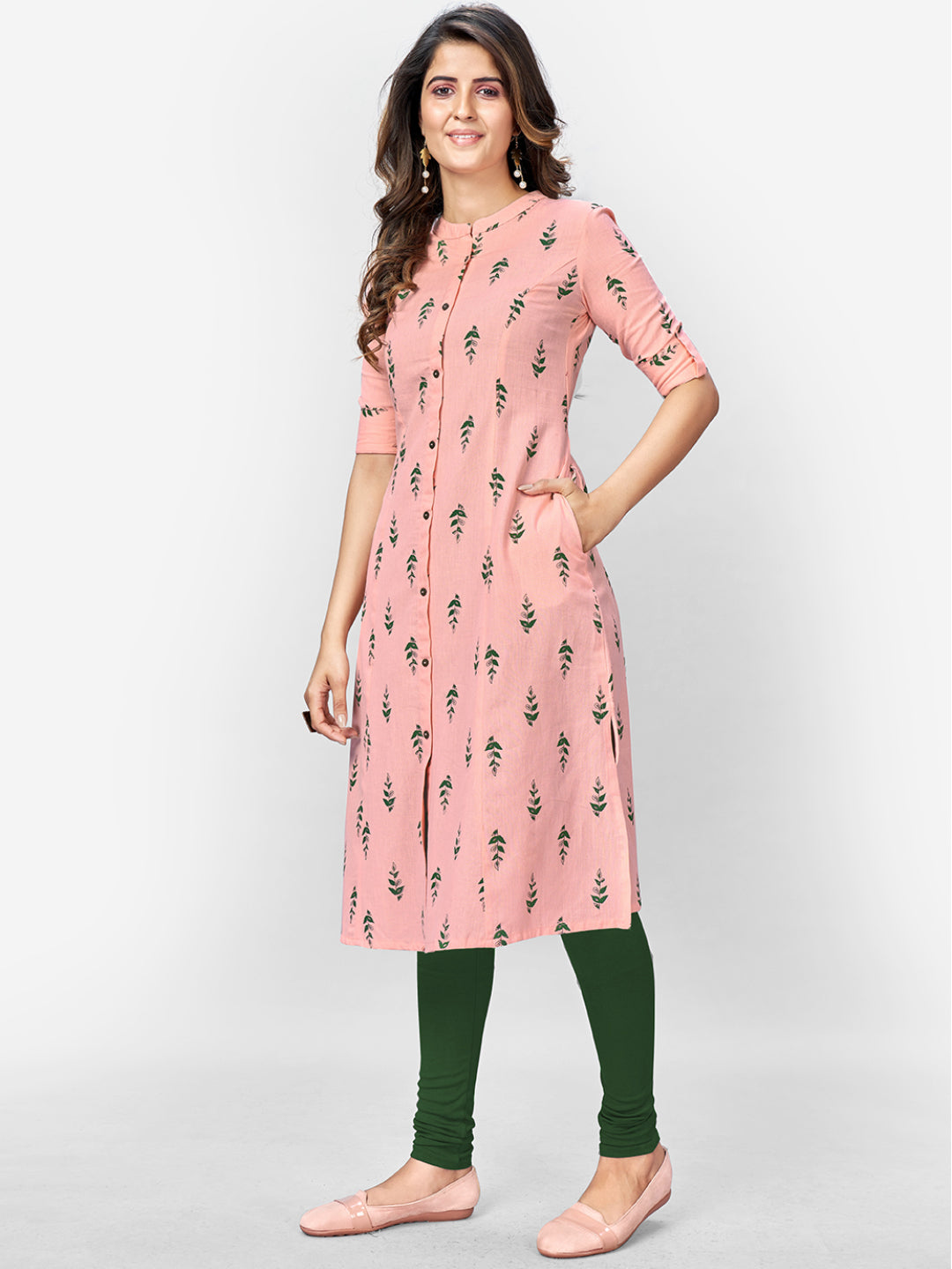 NOZ2TOZ Women Pink Cotton Kurta (1pc) - Swadesiicart