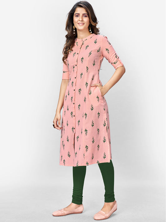 NOZ2TOZ Women Pink Cotton Kurta (1pc) - Swadesiicart