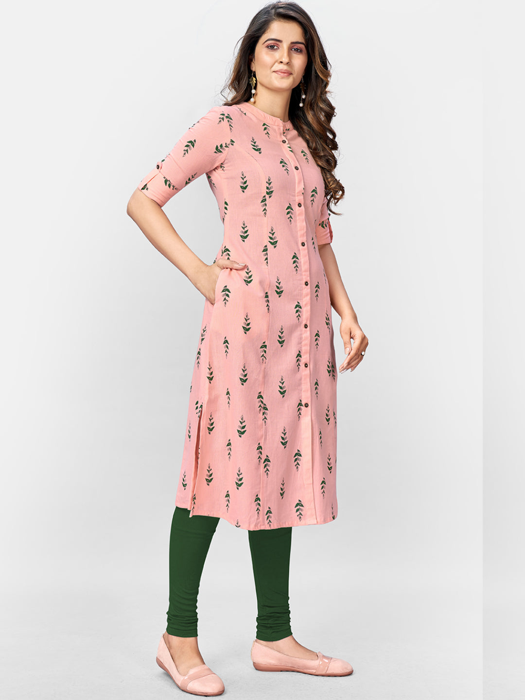 NOZ2TOZ Women Pink Cotton Kurta (1pc) - Swadesiicart
