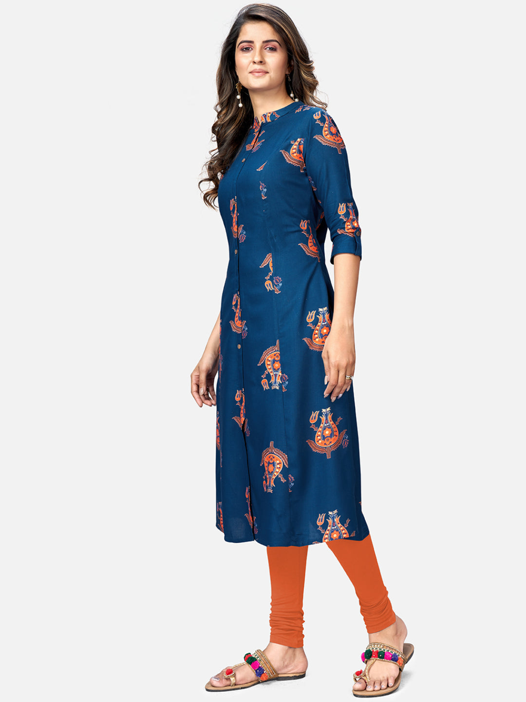 NOZ2TOZ Women's Blue A-Line Kurta- (1pc set) - Swadesiicart