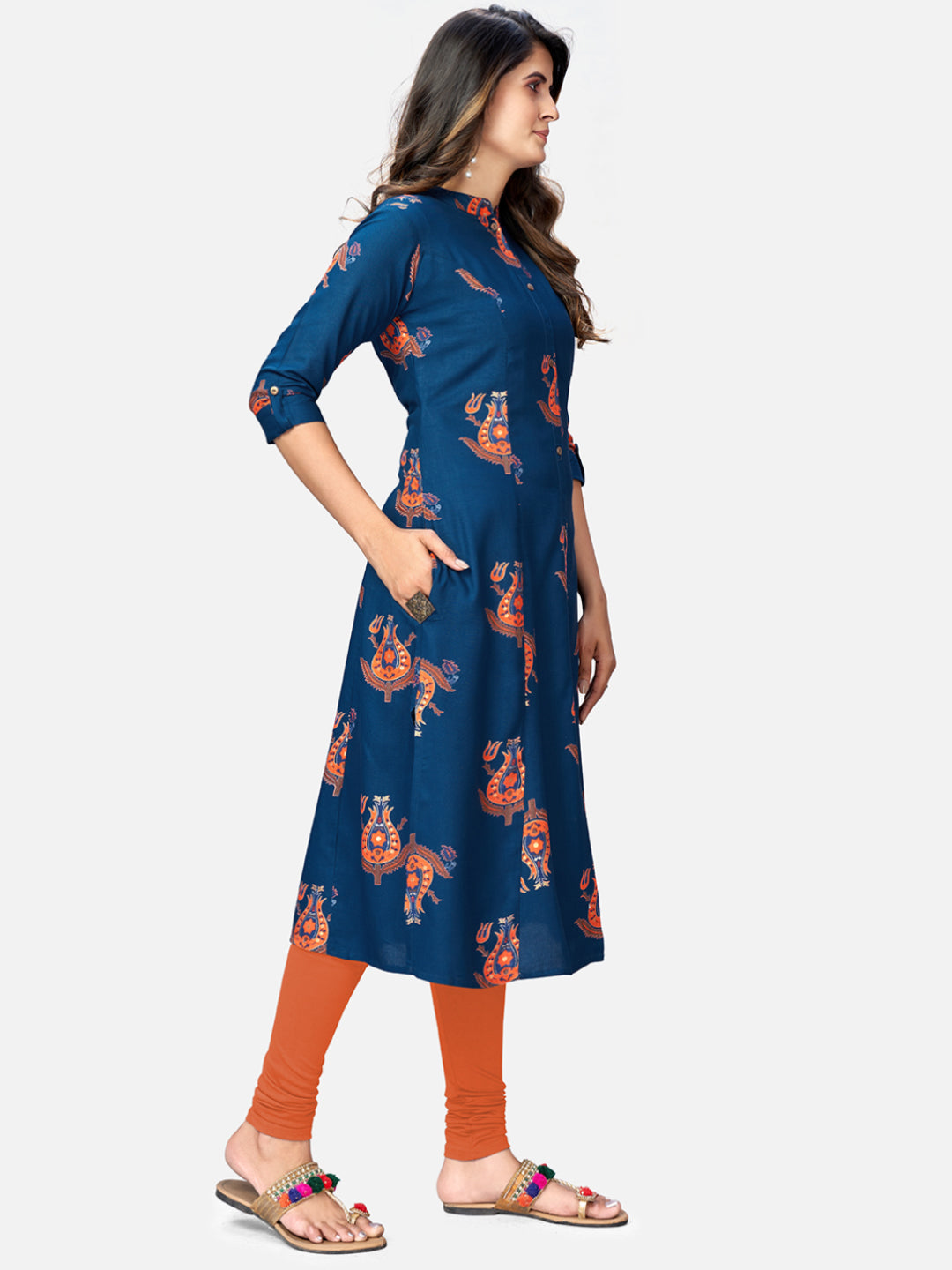 NOZ2TOZ Women's Blue A-Line Kurta- (1pc set) - Swadesiicart