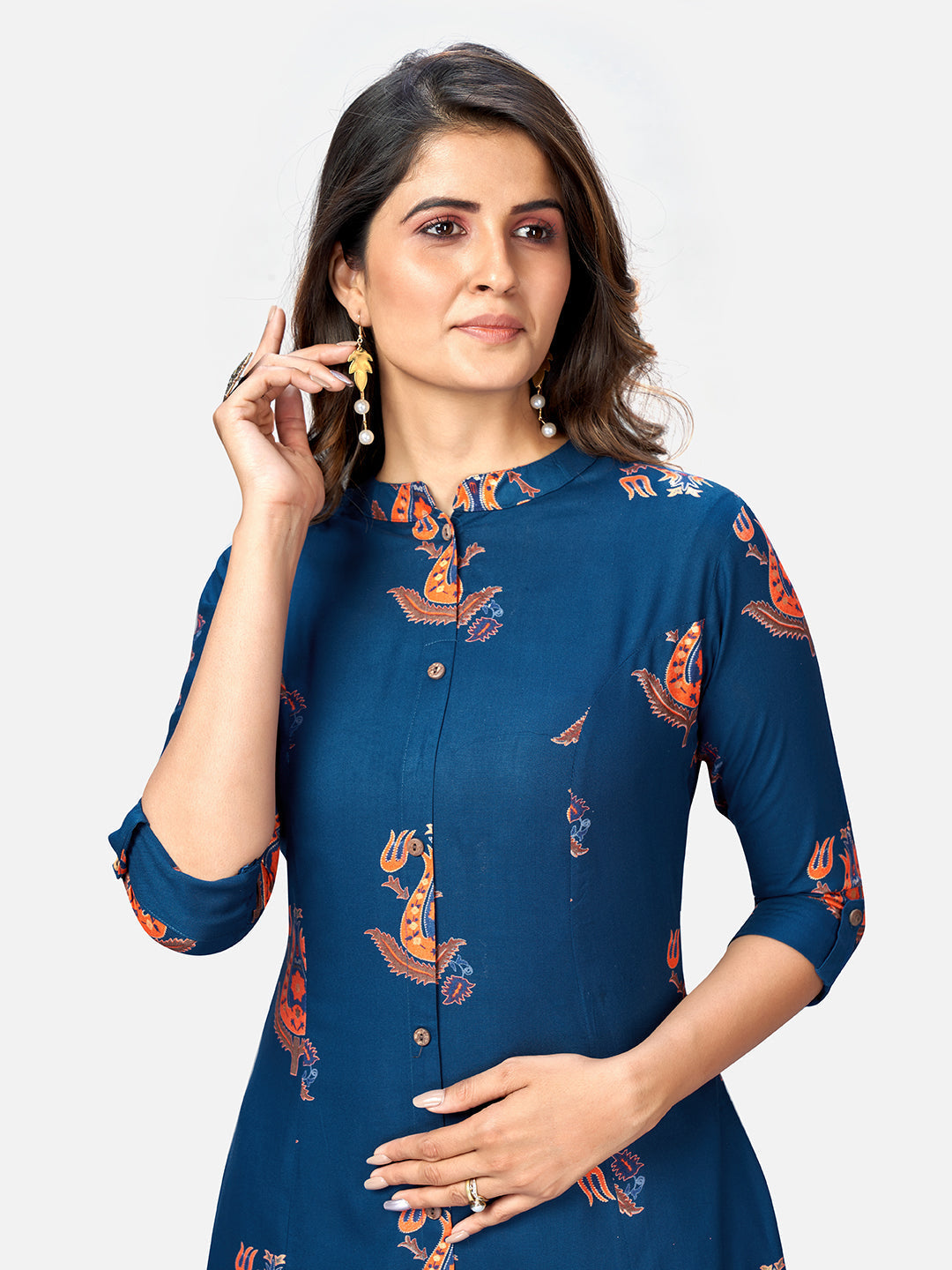 NOZ2TOZ Women's Blue A-Line Kurta- (1pc set) - Swadesiicart