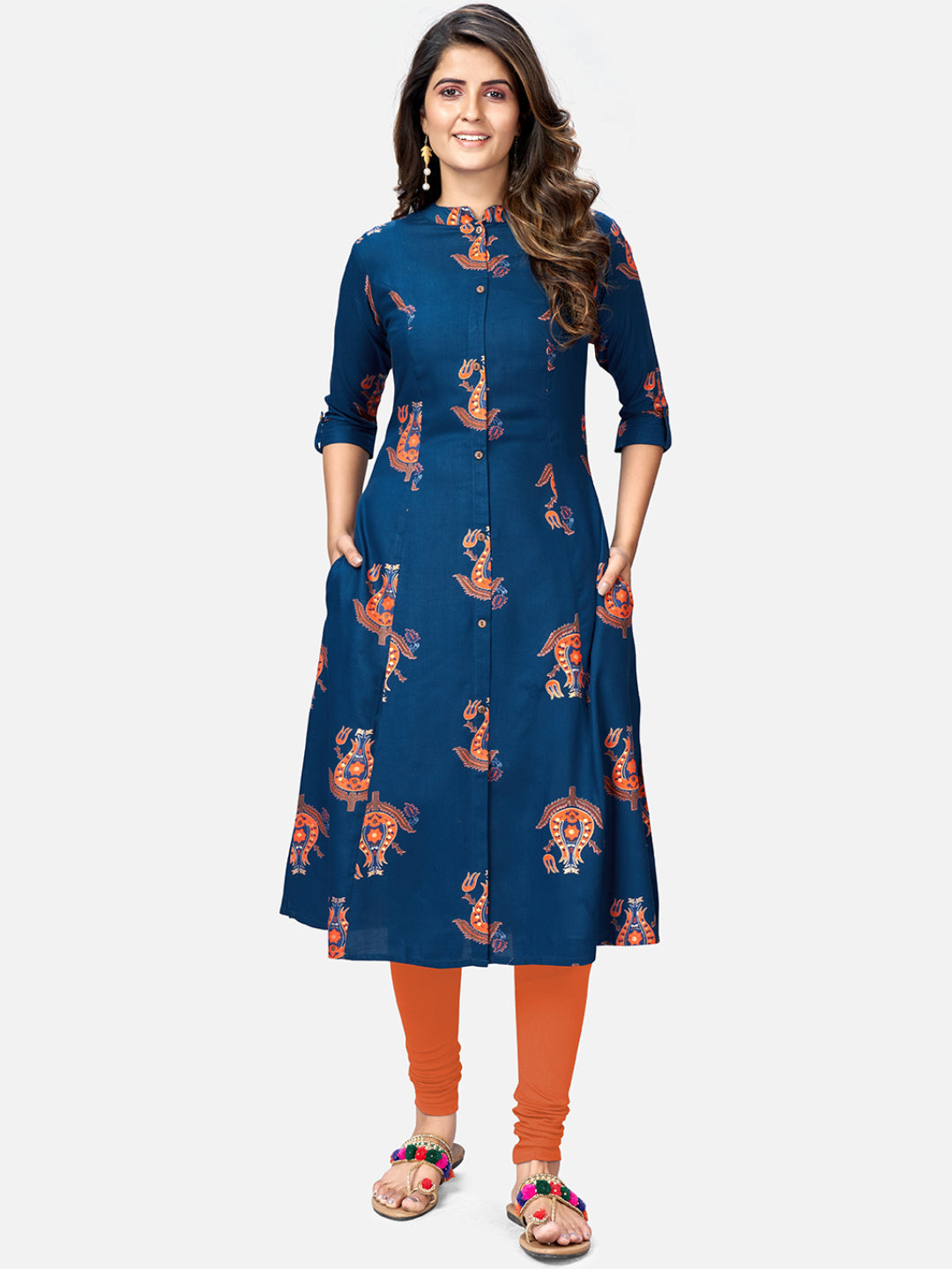 NOZ2TOZ Women's Blue A-Line Kurta- (1pc set) - Noz2Toz