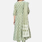 NOZ2TOZ Women Pista Green Anarkali Cotton Kurta With Pant & Dupatta (3pcs Set) - Swadesiicart